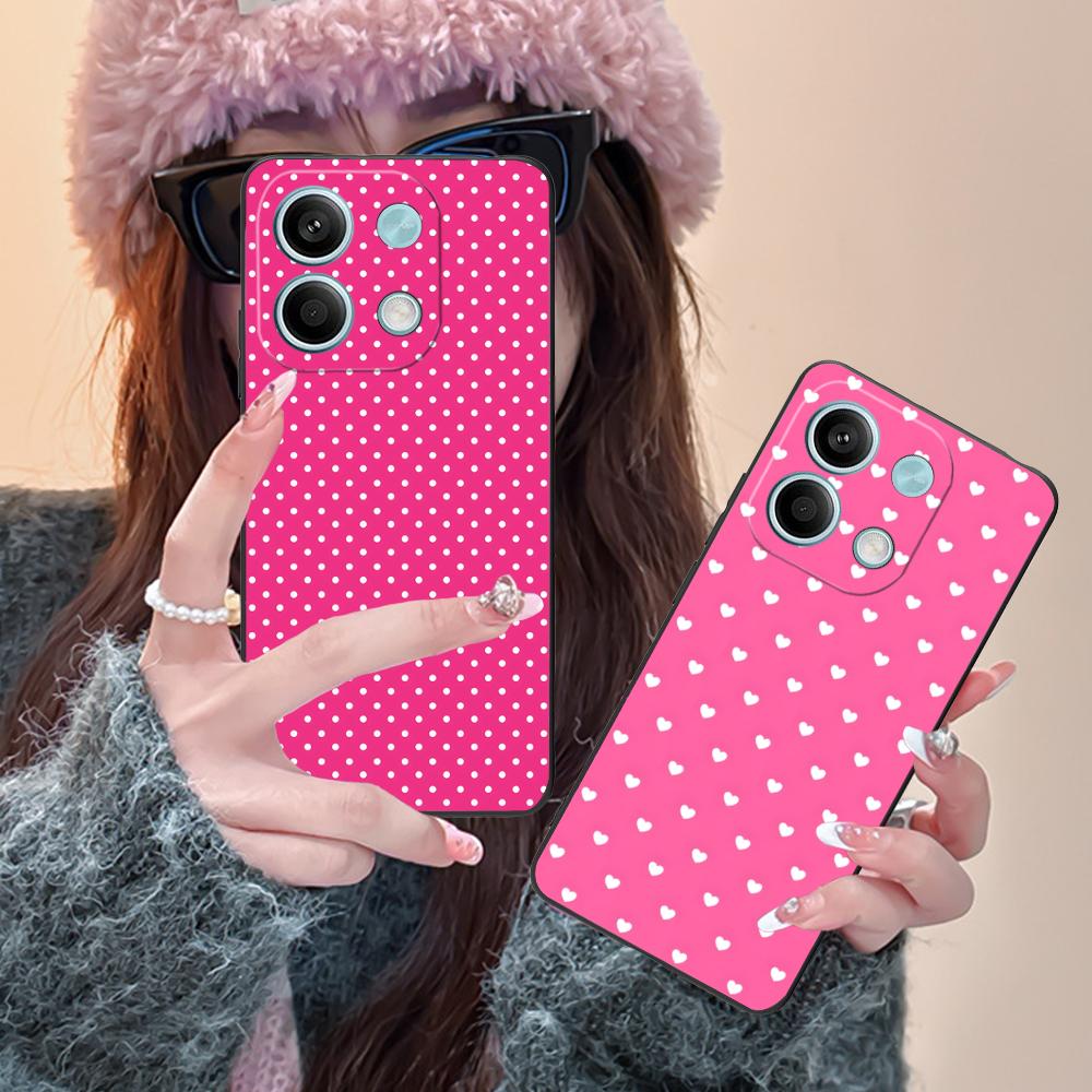 Pink Point Heart Mobile Phone Case for POCO F7 F6 F5 F4 F3 F2 Pro GT C75 C71 C65 C61 C40 Pro Ultra Colorful Printing Cover Cover