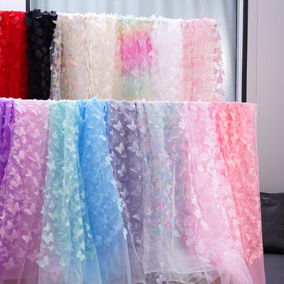 1 Yards Tulle Embroidery Butterfly Organza Fabric For Wedding Organza Yarn Fabric Birthday Party Dress DIY Background Decoration