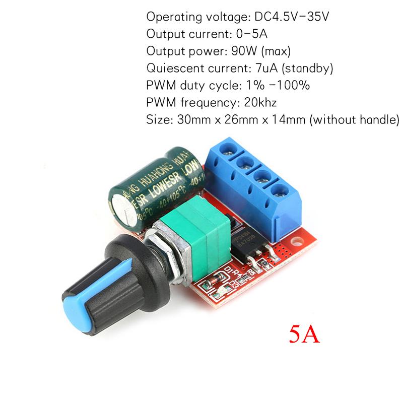 Mini Dc-Dc 3V/4.5V-35V 5A Pwm Dc Motor Speed Controller Module Speed Regulator Control Adjust Board Switch