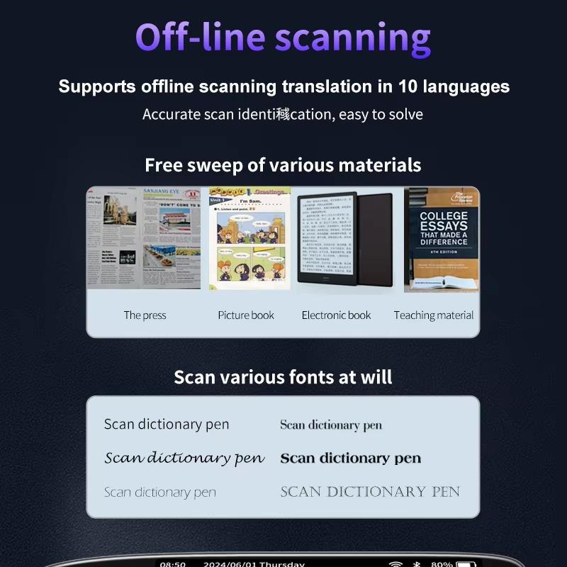 Scan Translation Pen 142 Languages Dyslexia Aid Text To Speech Scanner Pen 10Offline Languages for Students Learners Portable International Dictionary