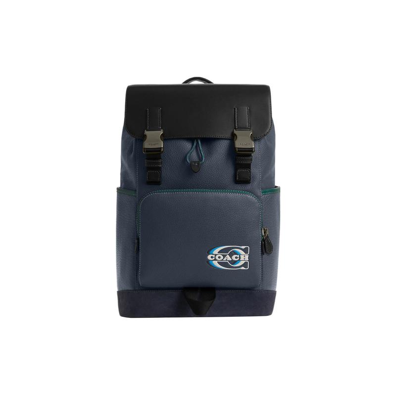 

COACH backpack 27 Brand logo drawstring closure large capacity pebbled leather and cowhide leather and suede leather school bag large size women s чорний