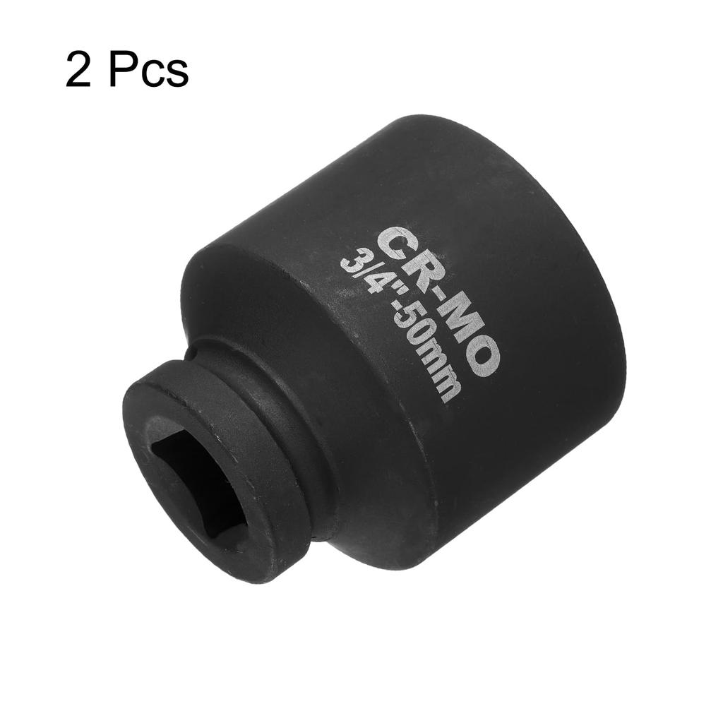 uxcell 2pcs 3/4 Inch Drive 12-Point Impact Socket 50mm Metric Spindle Axle Nut Socket Driver Wrench for Easy Removal of Automotive Repairs