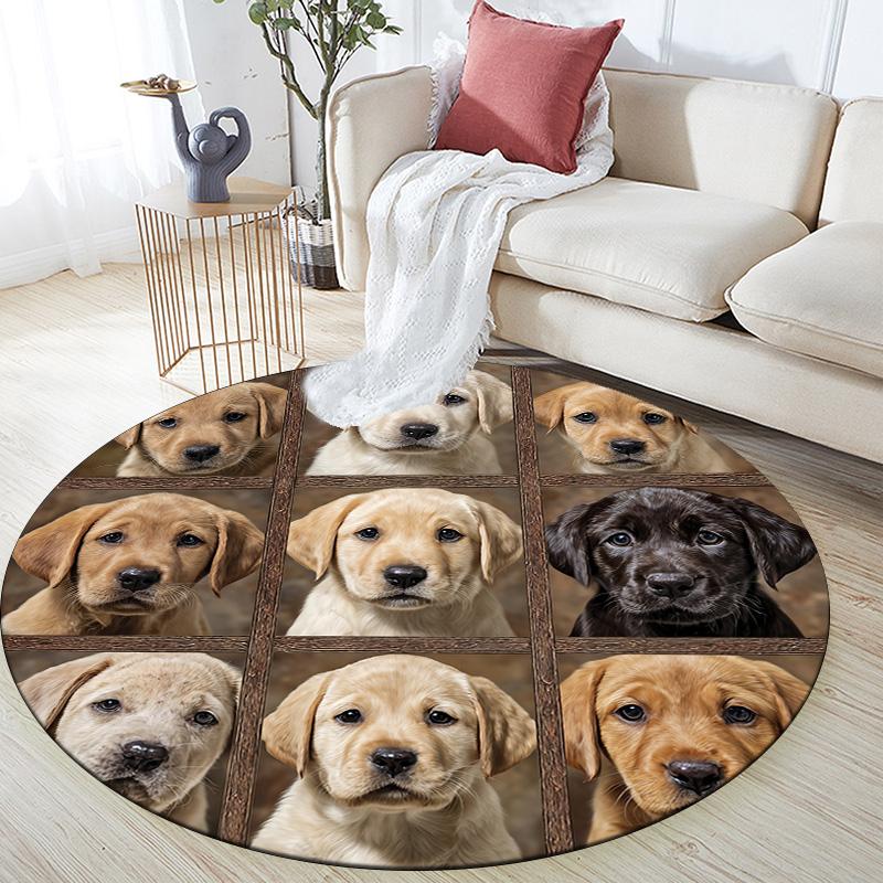 

Plaid Dog Round Area Rug,Carpet Rug for Living Room Bedroom Sofa Playroom Decor,Non-slip Floor Mat 150cmx150cm