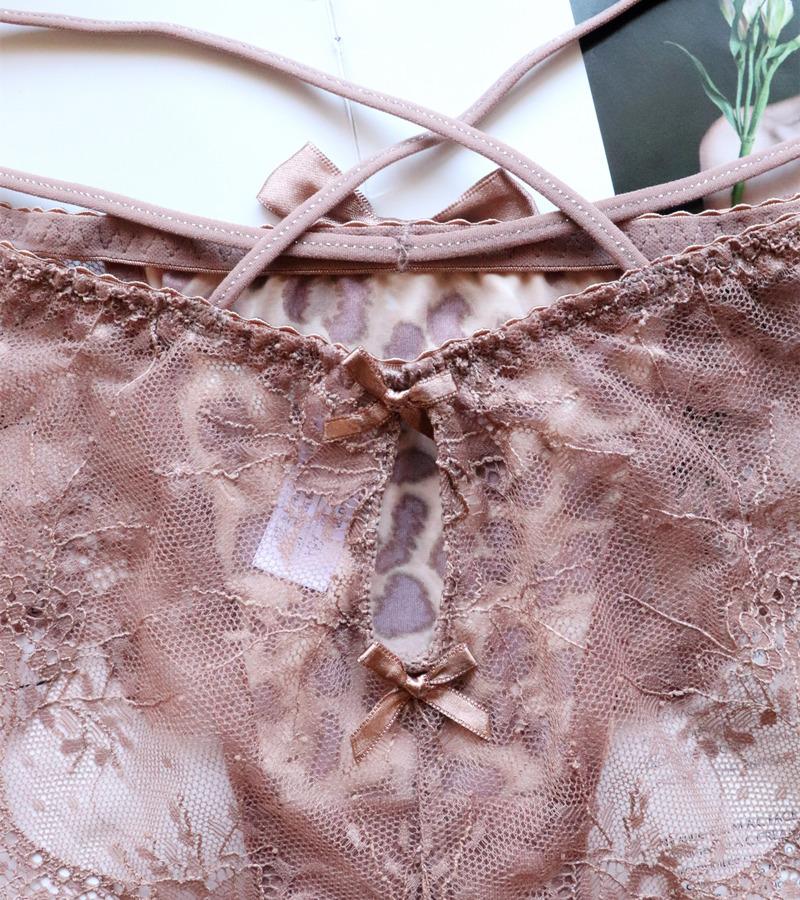 Print Ribbon Unterwäsche Leoparden-Spitzenhöschen für Frauen Low-Rise-Slips für Frauen