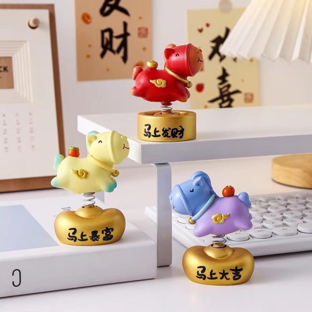 Cartoon Horse Statue Resin Horse Mascot Exquisite New Year Desktop Ornament  Gift Giving
