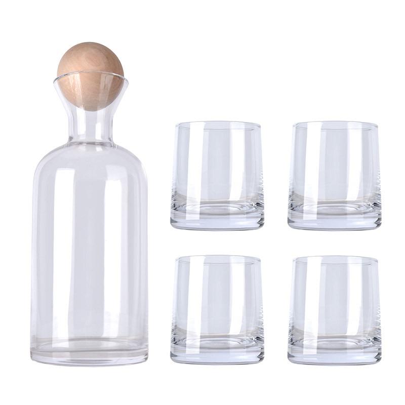 1,2l skleněná lahev na vodu sada hrnků 250ml kelímek na vodu s dřevěným víkem skleněná karafa domácí kancelář pití hrnek konvice na čaj džus hrnek na mléko