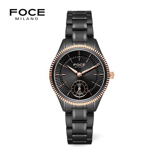 [FOCE] FOCE 30mm Women s Small Second Black Metal Watch FM2117LM-BKG FREE