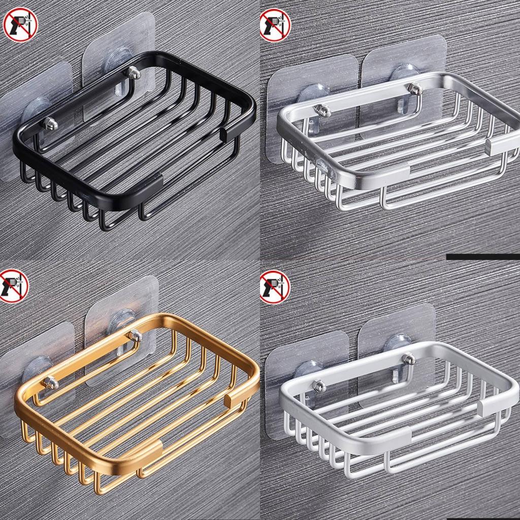 Portasapone in Alluminio da Parete con Rete Drenante per Organizzazione in Bagno