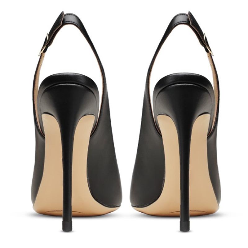 Sexy High Heels Pumps Shoes Nude Black Heeled Slingbacks Women's Sandal Large Size 45 Point Toe Summer Office Party Shoes Female