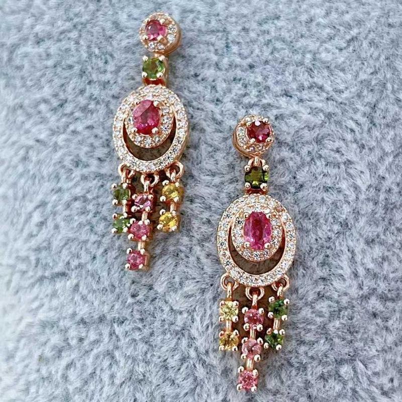 Sace Gems Tropfenohrringe für Frauen 925 Sterling Silber 4*6MM Natual Turmalin Ohrstecker Hochzeit Party Edlen Schmuck Geschenk