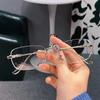 Ladies Square Near Sight Glasses Fashion Men Women Rimless Anti Blue Light Myopia Eyeglasses Finished Optical Eyewear Diopter