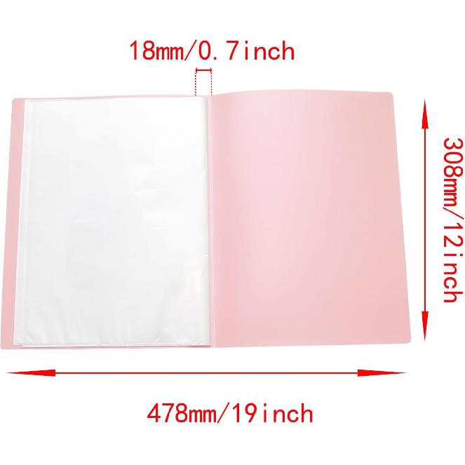 Lilaly 1 Pack Document Organizer Folio, Binder with Plastic Sleeves Presentation Folders, Plastic Sheet Protectors 30 Pockets(Pink)