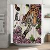 Tiger Floral Shower Curtain Wild Animal Nature Botanical Forest Bathroom Decor Vintage Artistic Home Decor Washable Waterproof
