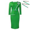 Women's 2025 Autumn Elegant Round Neck Three-Quarter Sleeve Hip-Wrap Dress