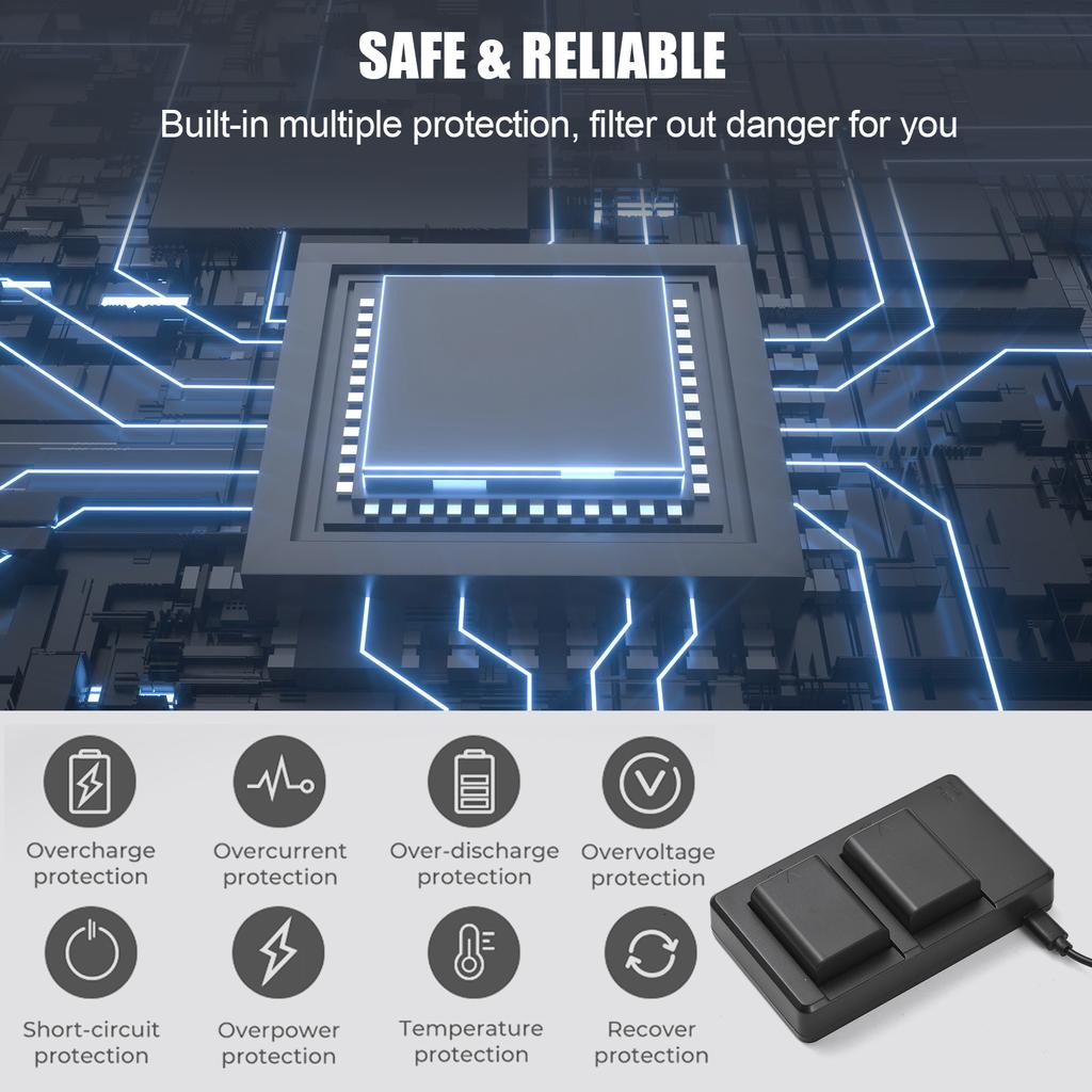 Camera NP-FW50 Battery & Charger Kit with 2-slot Battery Charger + 2pcs NP-FW50 Batteries 7.4V