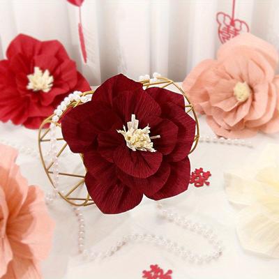 30cm 3pcsWedding Supplies Wedding Room Decoration Wrinkles 3D Paper Flowers Wedding Room Living Room Background Wall Decoration Simulation Flower