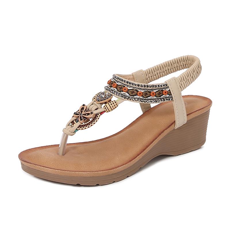 

Women s Travel Wedge Heel Sandals, Open Toe, European & American Ethnic Style 589 Size 37 абрикосовий