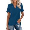 Summer Casual V Neck T Shirts Women Short Sleeves Collared Basic Tees Blouse