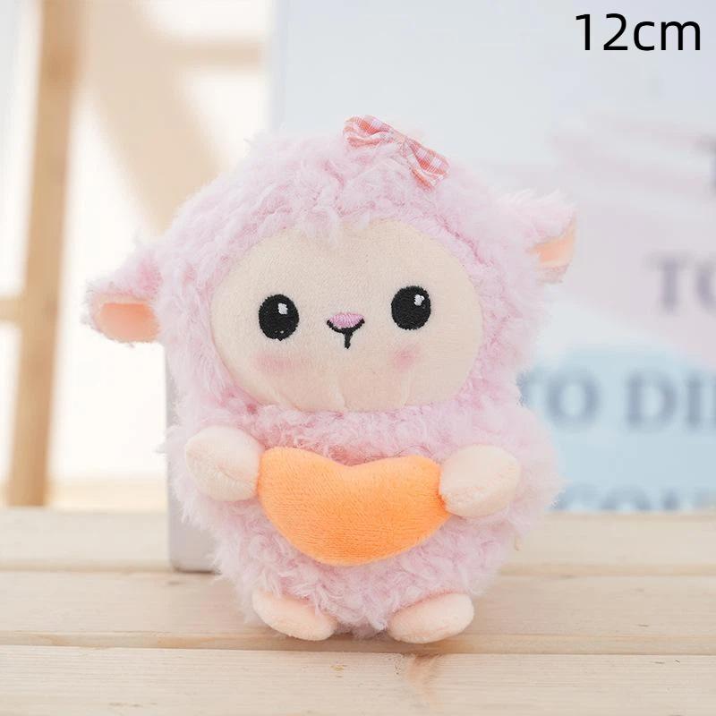 Cute Plush Bib Sheep Keychain Cartoon Animal Stuffed Charm for Backpack Decoration Girls Easter Gift