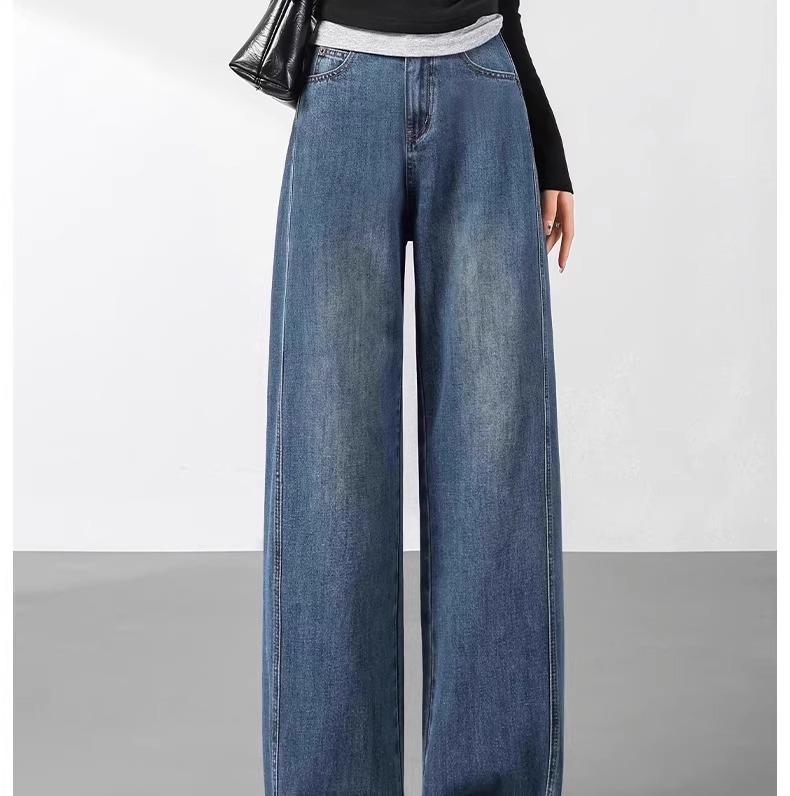 2025 Women's High-Waisted Straight-Leg Jeans: Slimming Loose Fit for Spring & Autumn