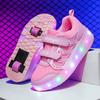 Children's Runaway Shoes Teen Roller Skates Double Wheel Charging Light Skates Flying Pulley Sports Wheel Shoes