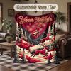 Winter Snow Theme Throw Blanket Custom Name Text Personalized Blanket Soft Cozy Blanket for Home Sofa Bed