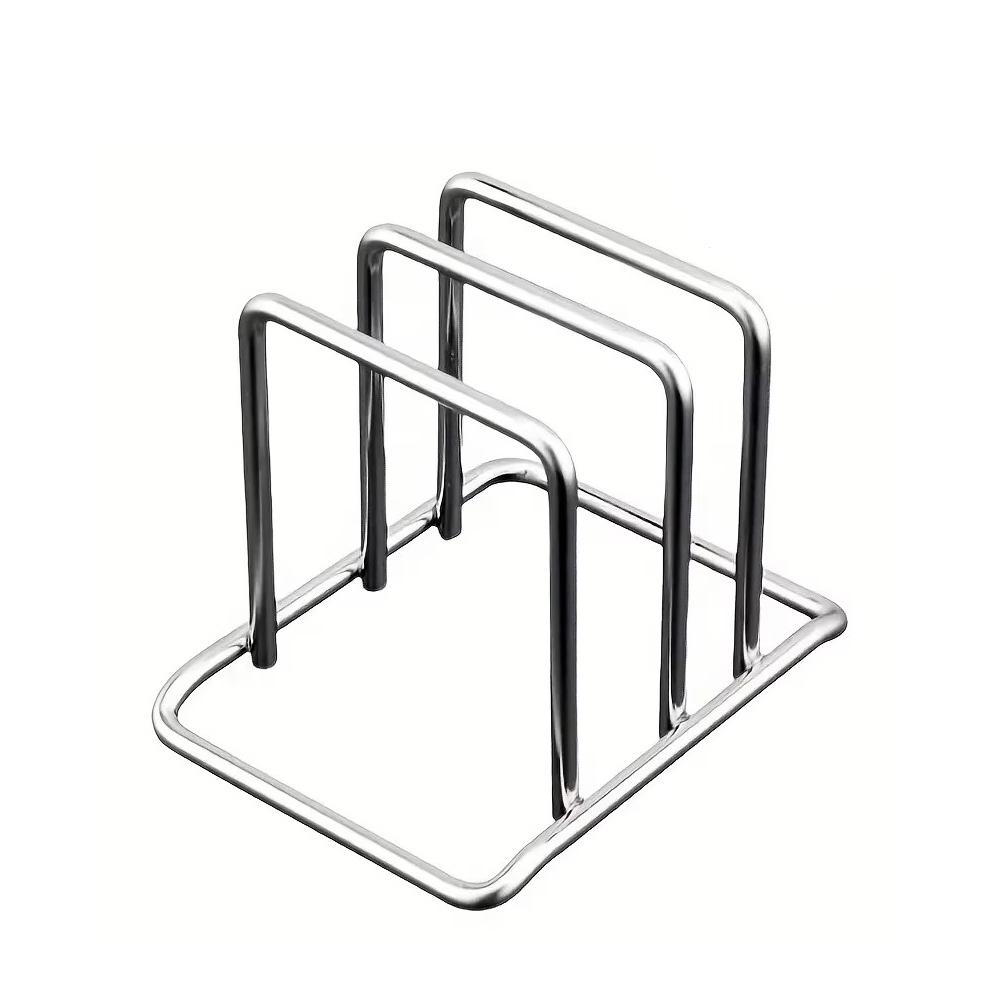 Stainless Steel Pot Lid Cutting Board Holder Space-Saving Desktop Storage Rack Kitchen Organizer Heavy-Duty Countertop Rack