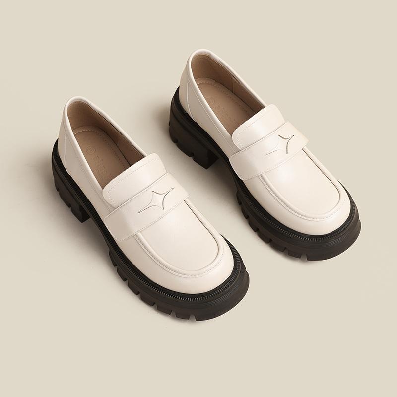 Platform Women's Shoes Muffin Simple Single Shoe Style Student Small Leather Shoes Women