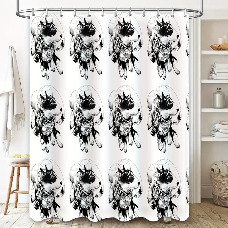 Anime Cat Shower Curtain Japanese Kawaii Decor Bathroom Set Waterproof Cute Kitty Washroom Fabric Liner Home Decor