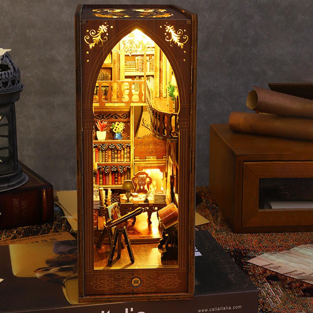 DIY 3D Books Nooks Kits With Warm Light Multifunctional Assembly Model Decor For Bookshelf