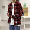 Men's Plaid Shirt: Hong Kong Style, Loose Fit, Long-Sleeve, Youth Streetwear for Spring and Autumn