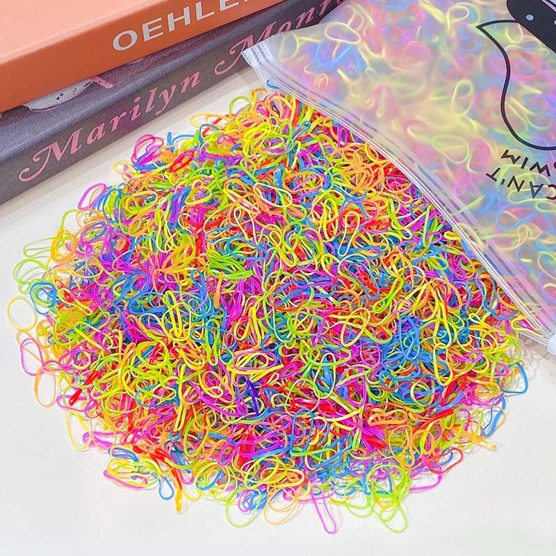 1000pcs Girls Elastic Colourful Disposable Rubber Band Hair Ties Headband Children Ponytail Holder Bands Kids Hair Accessories