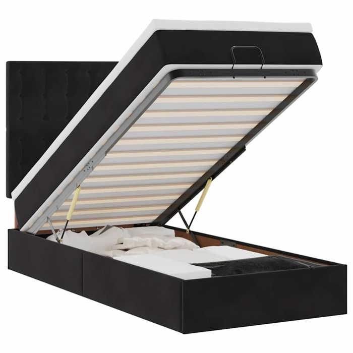 VidaXL Cadre de lit ottoman avec matelas noir 90x190 cm velours, cadre de lit, cadre de lit rembourré, cadre de lit ottoman 3313585