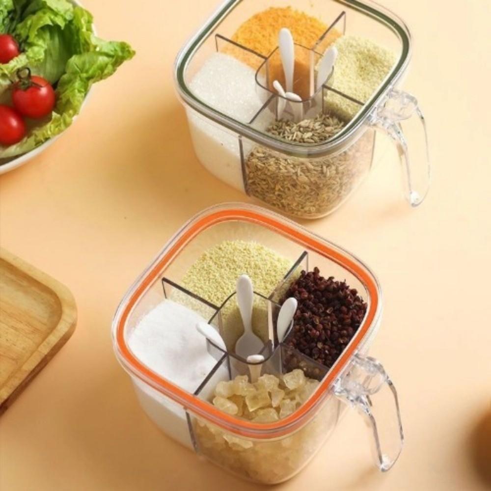 Transparent Seasoning Box Multi Grid Storage Jar New Seasoning Jar  Glutamate Pepper Storage