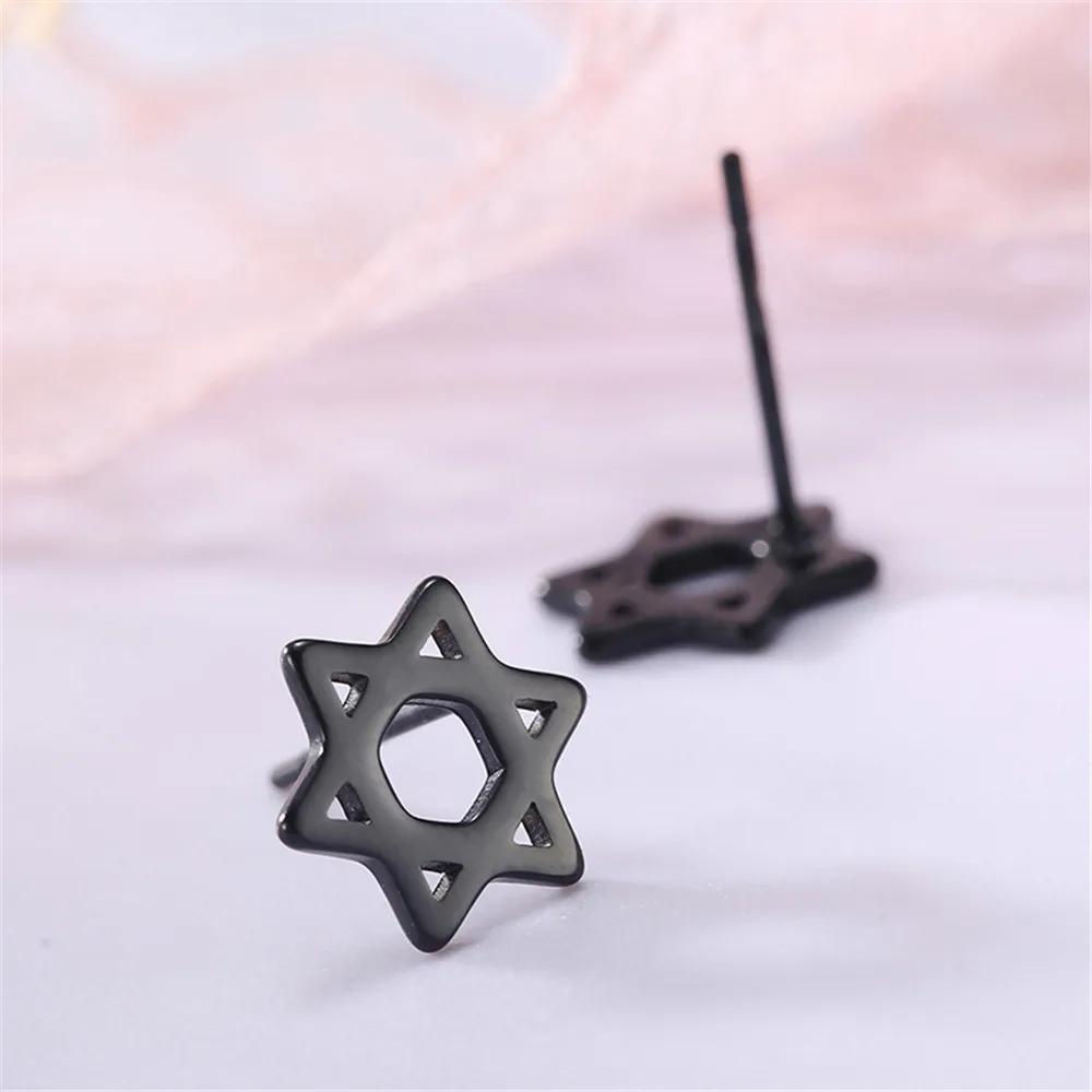 Cazador Star of David Hexagram Stud Earrings for Women Men Stainless Steel Gold Color Piercing Studs Jewish Judaism Jewelry New
