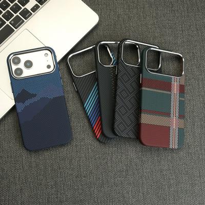 Carbon Fiber Pattern For Magsafe Slim PC Case For iPhone 17 Air 16 15 14 13 Pro Max Magnetic Wireless Charge Metal Camera Cover