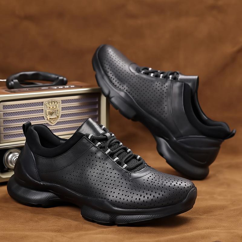 Fashion Outdoor Trainers Breathable Men's Sneakers Genuine Leather Walking Shoes Leisure Male Sports Shoes Non-Slip Treking Footwear