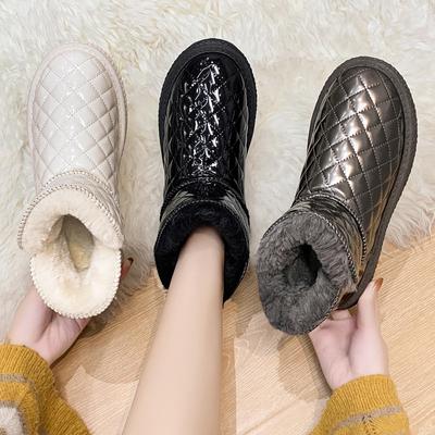 Winterlicher Campus-Stil DAMEN Schneestiefel High Top plus Samt warme Baumwollschuhe bequem rutschfest Outdoor lässige kurze Stiefel