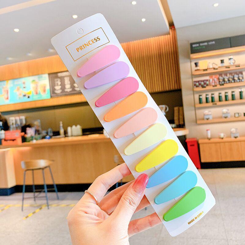10pcs 5-6cm Candy Color Geometric Waterdrop Square Ornament Hair Clips Women Girls Sweet Hairpins Kids Korean Hair Accessories