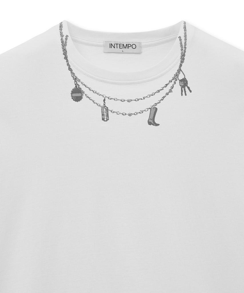 INTEMPOMOOD Necklace Print Short Sleeve_White