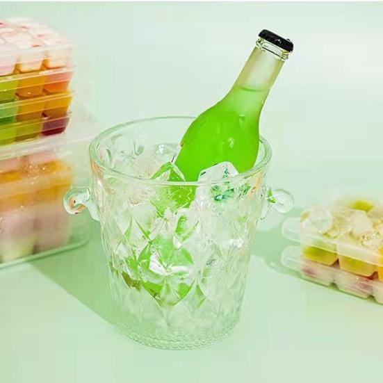 Tácek na kostky ledu s víkem, naběračka, 32 dutin, otočné uvolnění, stohovatelná forma na kostky ledu, výrobník kostek ledu na koktejly, sodu, kávu, kuchyňské pomůcky