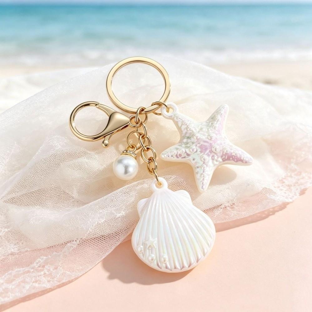 Colorful Shell Key Ring Marine Creature Shell Pendant Shell Keychain  DIY Jewelry Gifts