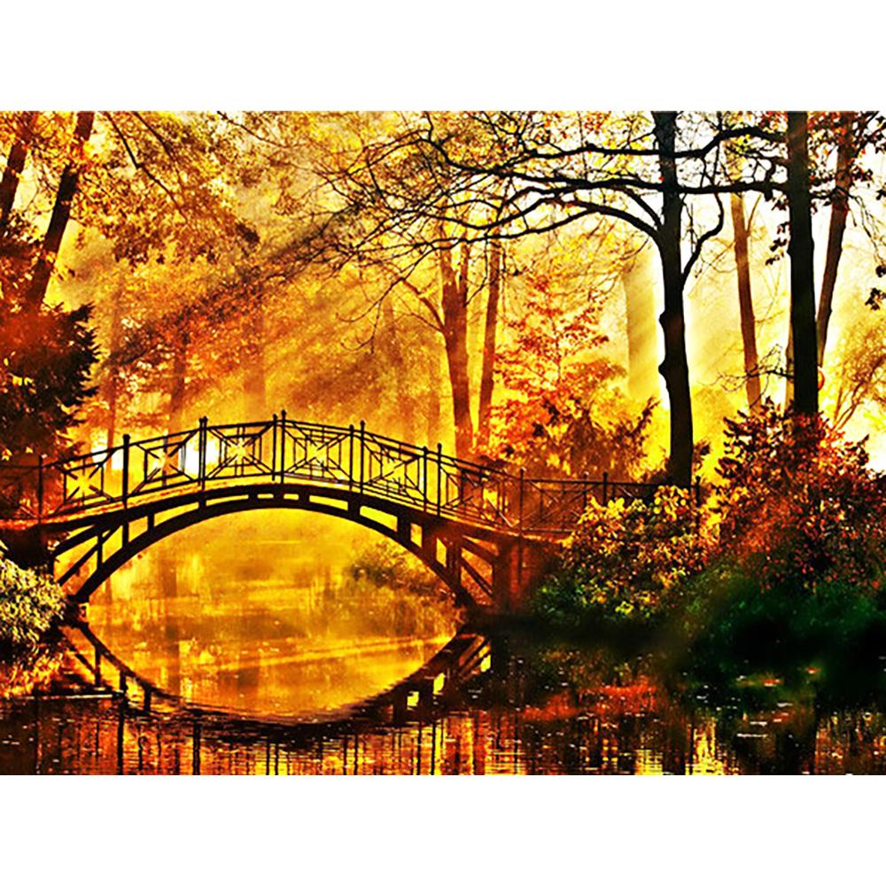 5D DIY Diamantová malba Krajina Diamantová mozaika Podzimní strom Šití drahokamu Plný kulatý diamantový křížový steh Domácí dárek
