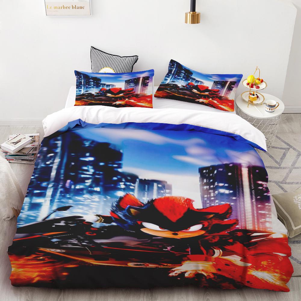 Teens Duvet Cover Sonic Hedgehog Cartoon Bedding Set Quilt Cover Set Twin Full Queen Comforter Cover Bedroom
