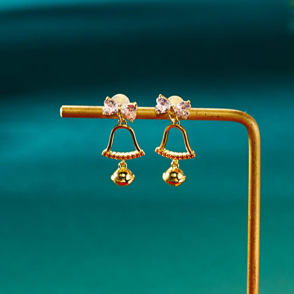 Christmas Rhinestone Bowknot Hollow Bells Drop Earrings Glitter Holiday Dangle Earring New Year Party Jewelry For Women Men Gift