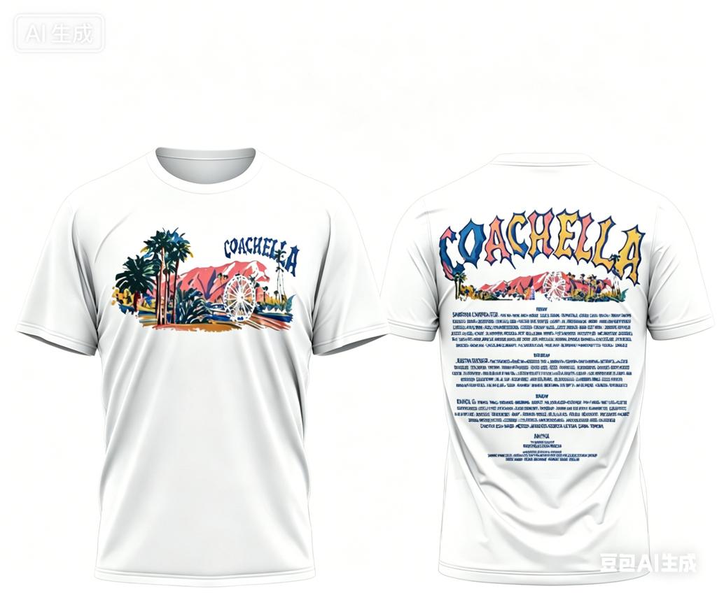 Coachella 2026 New Summer Cotton TShirt for Unisexs Cotton Doublesided Graphics Retro Harajuku Loose Quality Y2K Trend Shirt