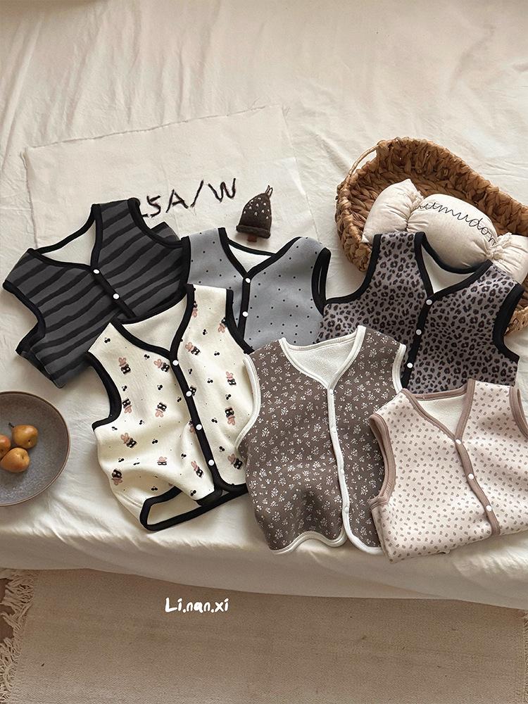 88301 Kids' Fashionable Fleece Vest - 2025 Autumn/Winter Warm Sleeveless Jacket