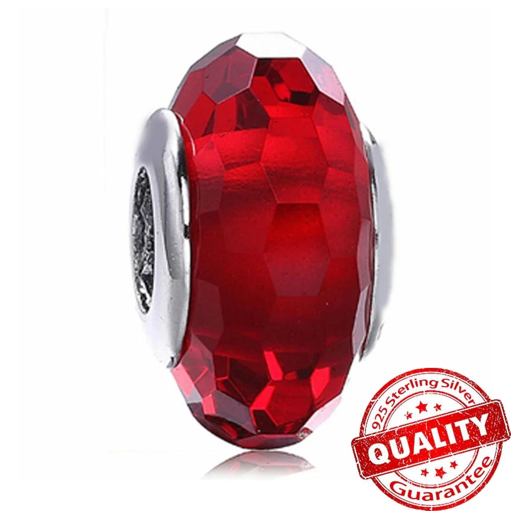 Copper Pink Flower Murano Glass Beads Charm Fit Original Bracelet Necklace Faceted Murano Diy Women Luxury Jewelry