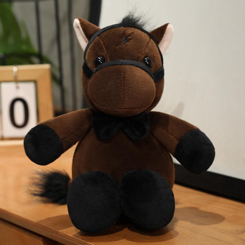 

Zodiac flower horse doll simulation pony doll plush toy creative soothing doll children s birthday gift 28cm0.09kg темно-коричневого
