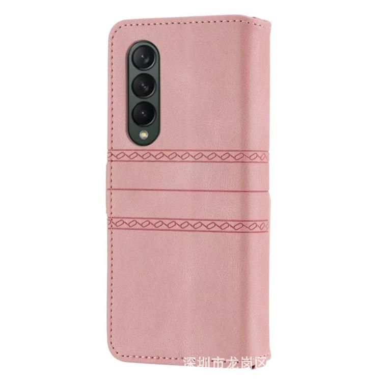 Applicable To Samsung ZFold4 Leather Mobile Phone Case Folding Screen ZFold3 Pattern Flip Wallet Portable Card Storage